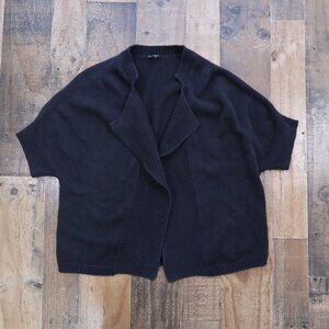 Talbots Womans Medium Black Short Sleeve Open Cardigan Sweater